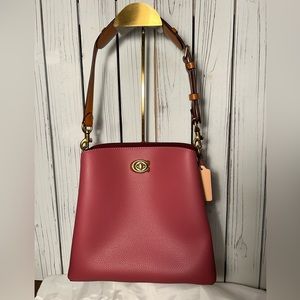 Coach Willow Small Leather Bucket Tote in Rouge